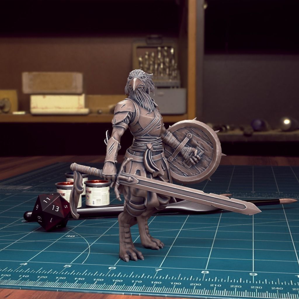 DND Heroes - Female Kenku Fighter - Pre-Supported 3D print model_1