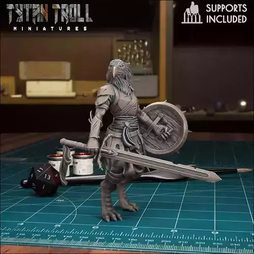  DND Heroes - Female Kenku Fighter - Pre-Supported 3D print model