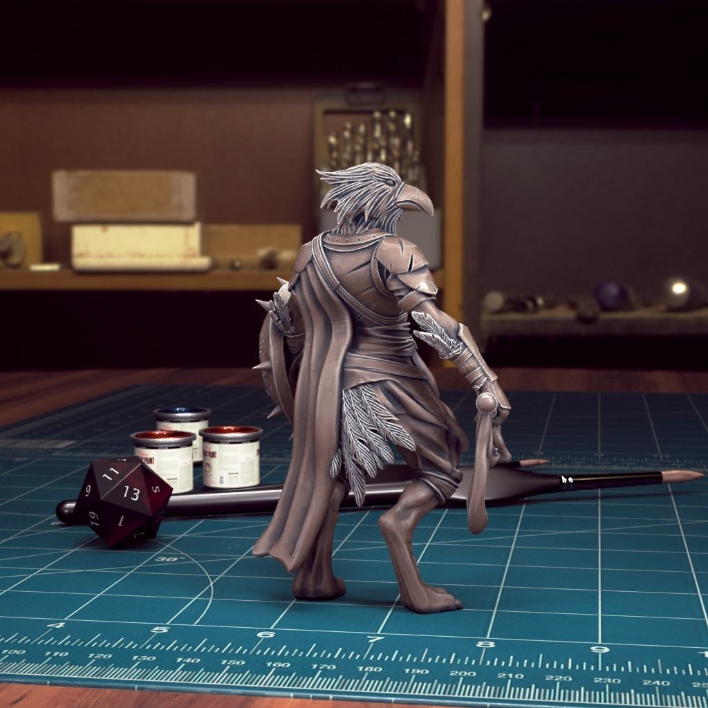 DND Heroes - Female Kenku Fighter - Pre-Supported 3D print model_4