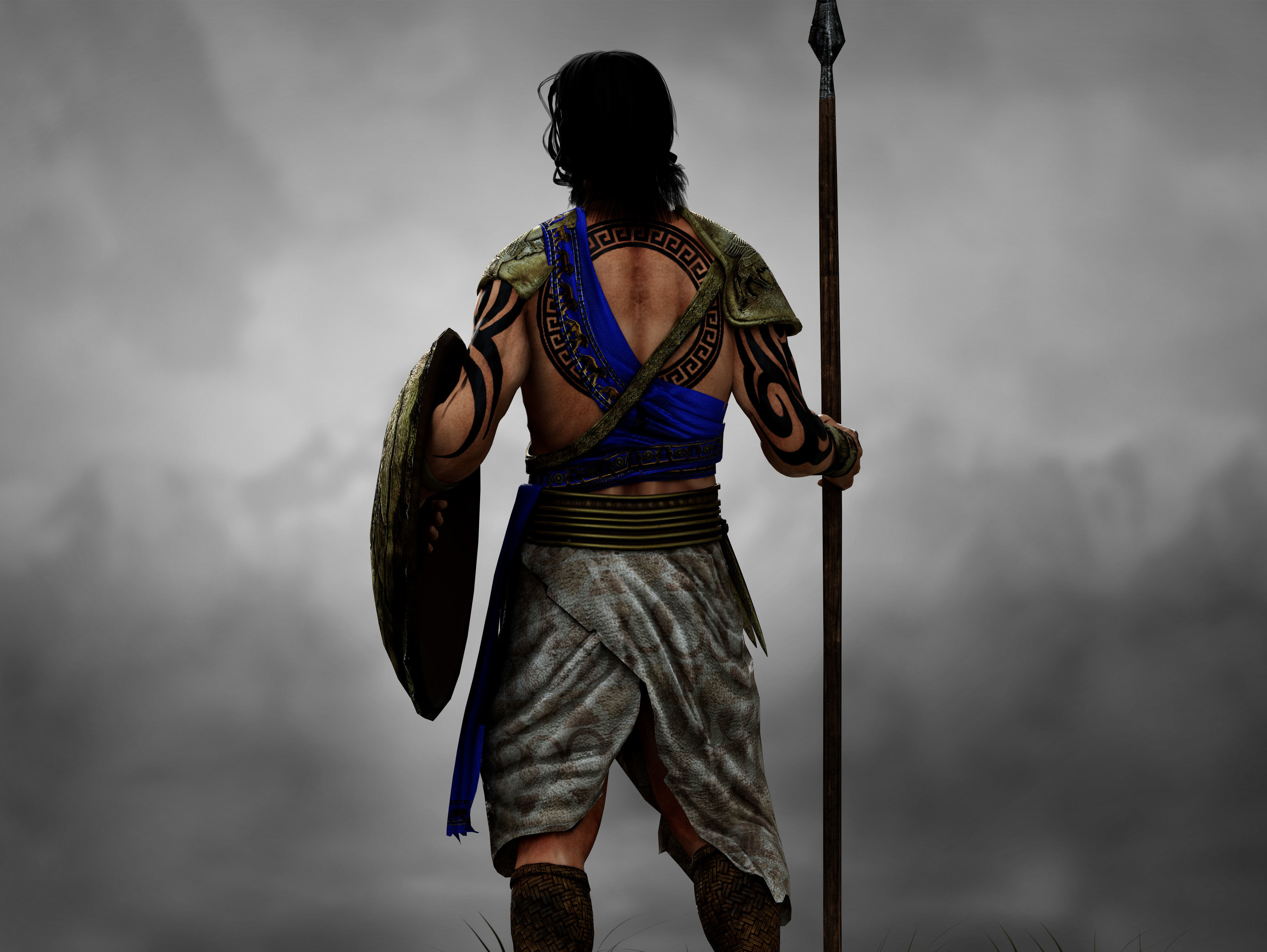 Antique Warrior Low-poly 3D model_6