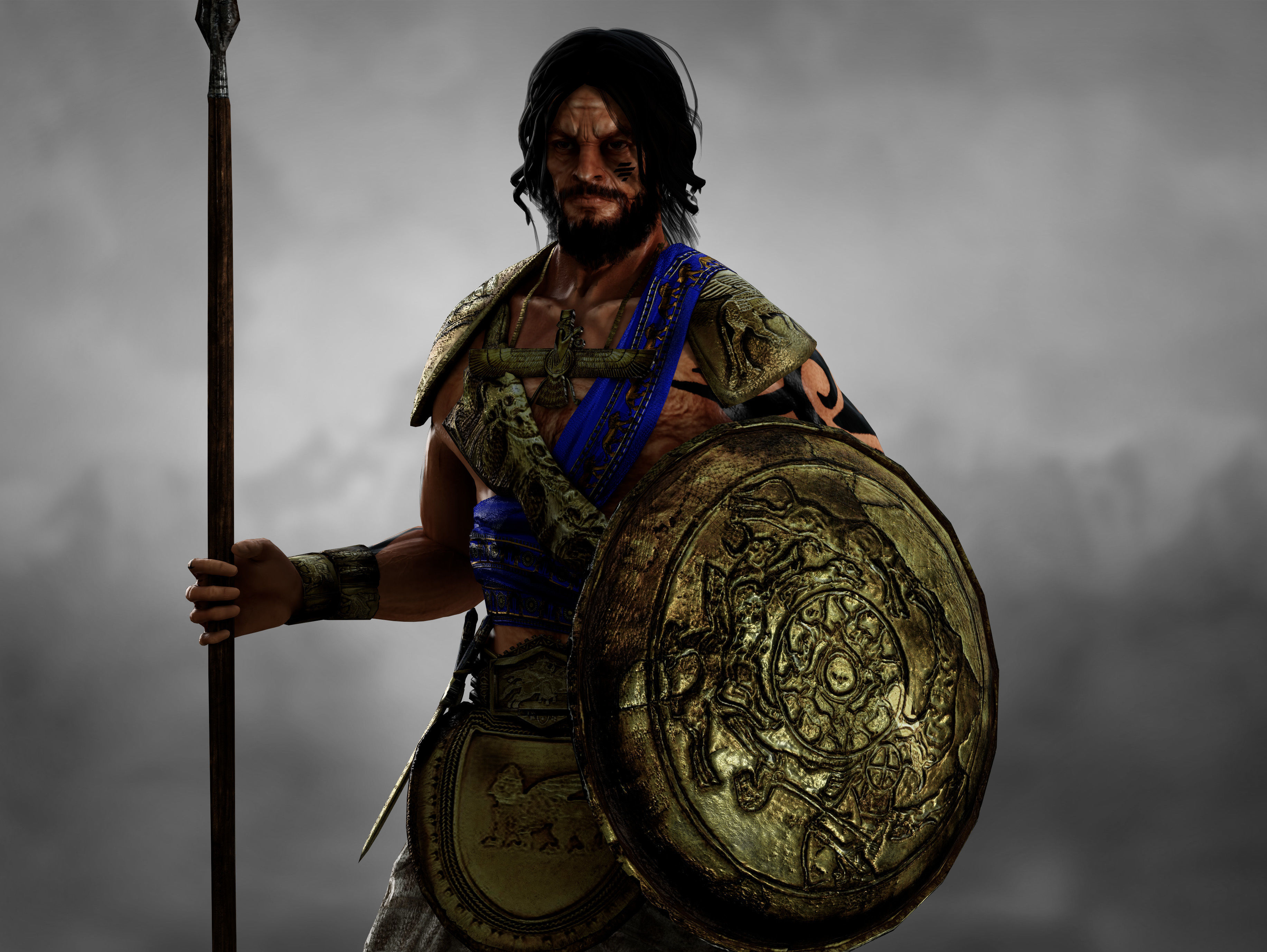 Antique Warrior Low-poly 3D model_4
