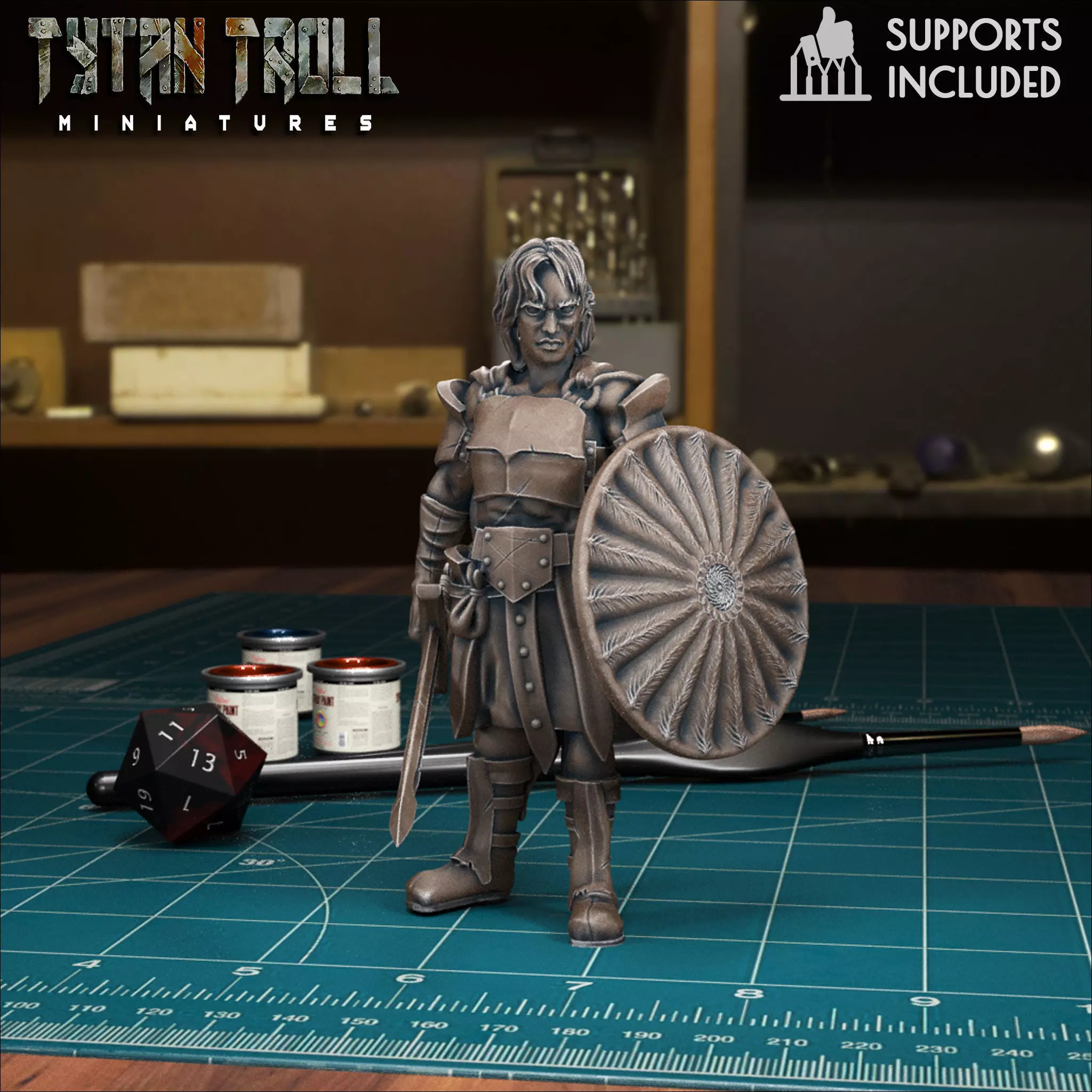 DND Heroes - Female Goliath Fighter - Pre-Supported 3D print model