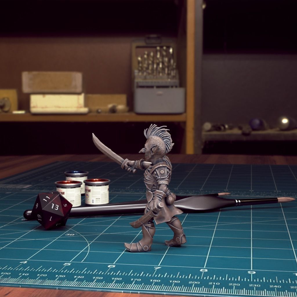 DND Heroes - Female Goblin Fighter - Pre-Supported 3D print model_2