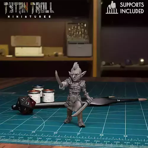 DND Heroes - Female Goblin Fighter - Pre-Supported