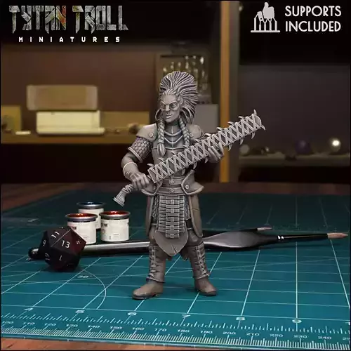 DND Heroes - Female Firbolg Fighter - Pre-Supported 3D print model