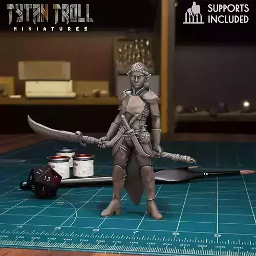  DND Heroes - Female Elf Fighter - Pre-Supported