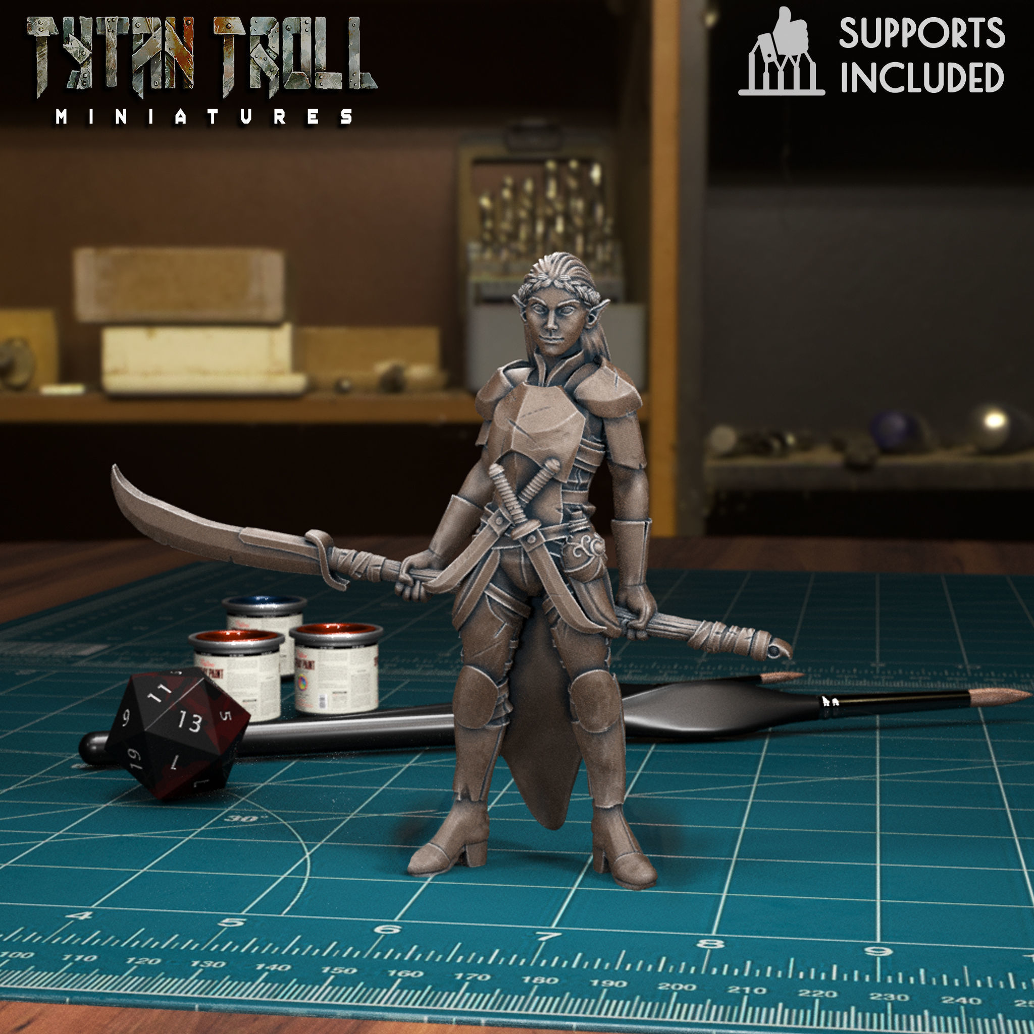 DND Heroes - Female Fighters - Pre-Supported 3D print model_11