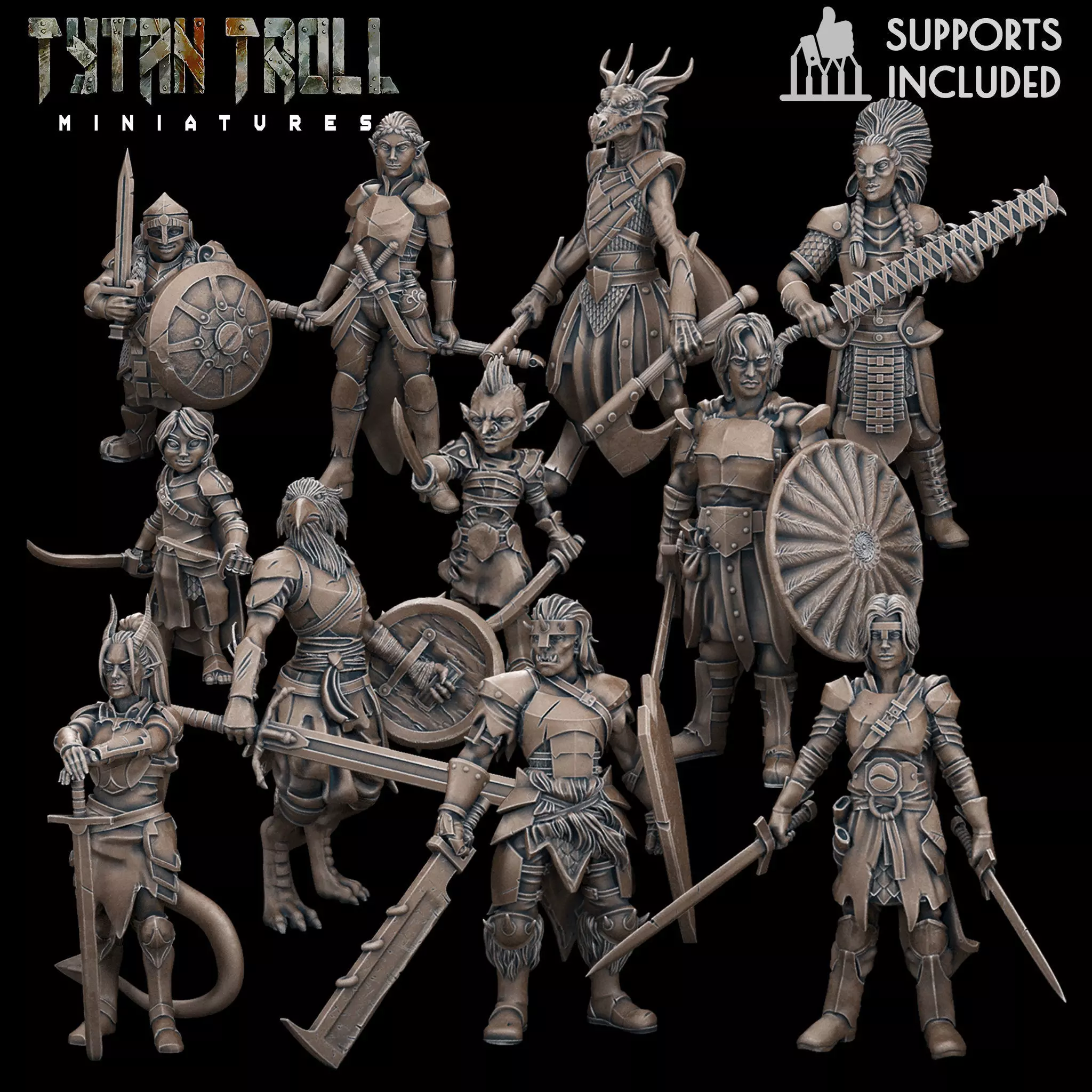 DND Heroes - Female Fighters - Pre-Supported 3D print model_0