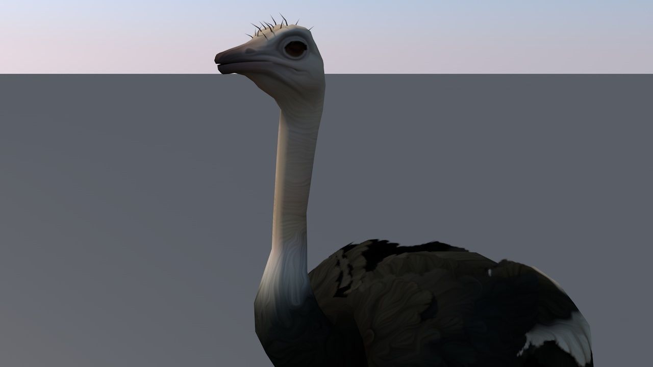 Ostrich animation Low-poly 3D model_3
