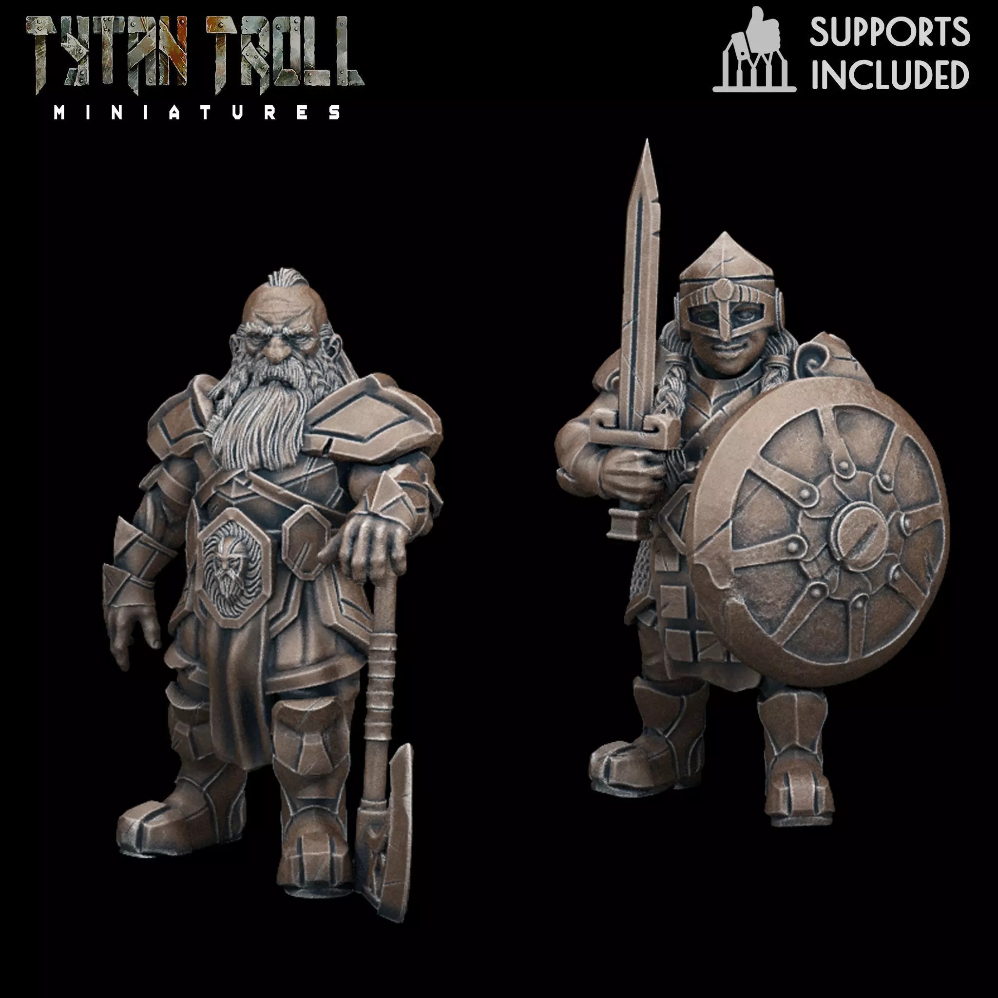 DND Heroes - Dwarf Fighters - Pre-Supported 3D print model_0