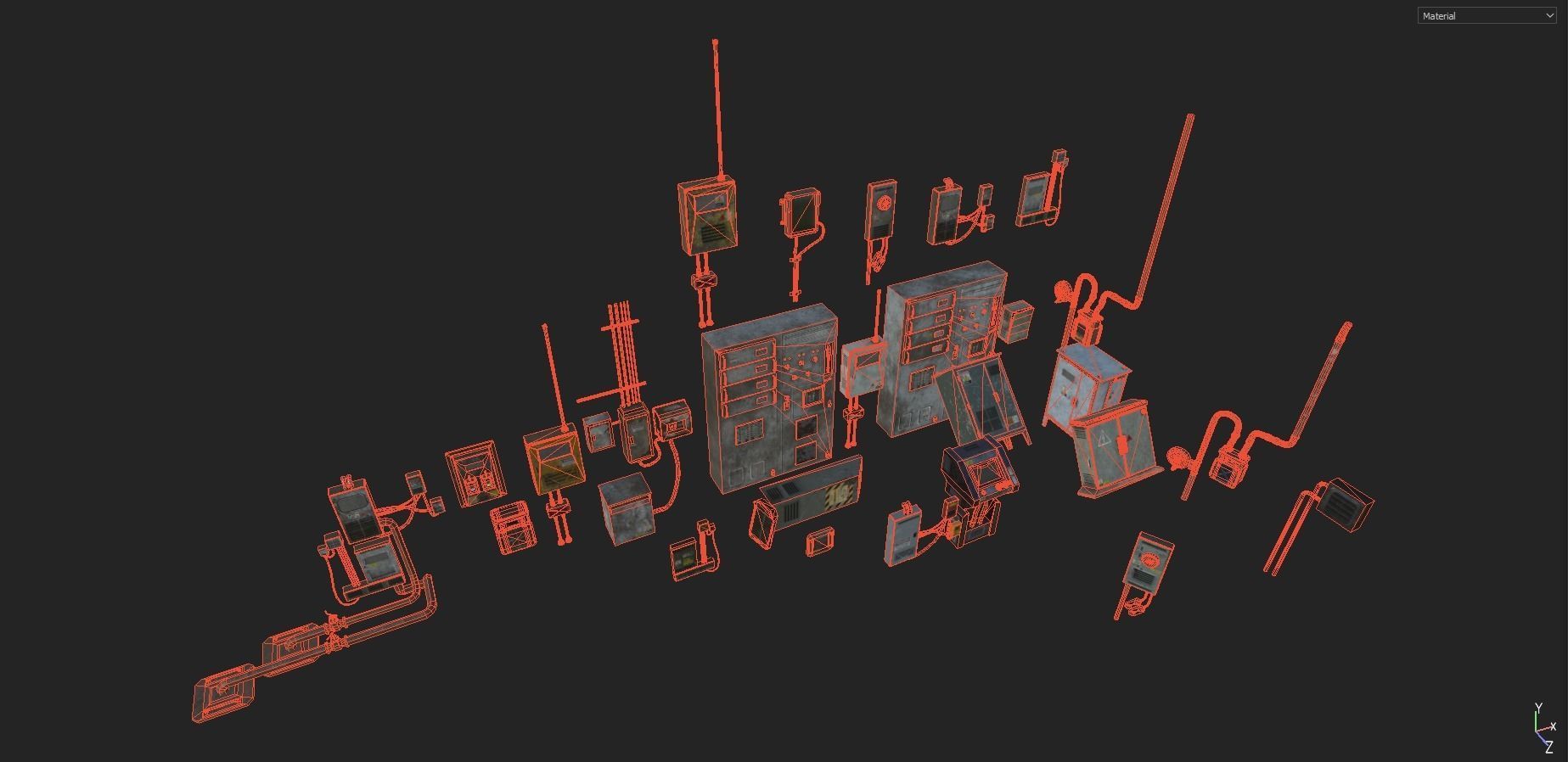 Electrical Panels Prop Pack Low-poly 3D model_17