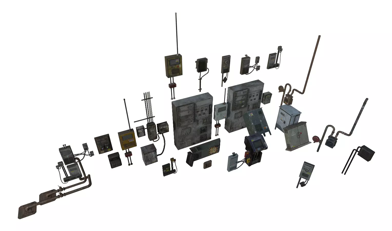 Electrical Panels Prop Pack Low-poly 3D model_0