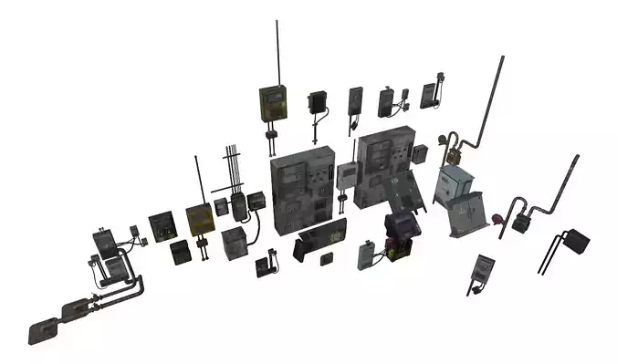 Electrical Panels Prop Pack Low-poly 3D model