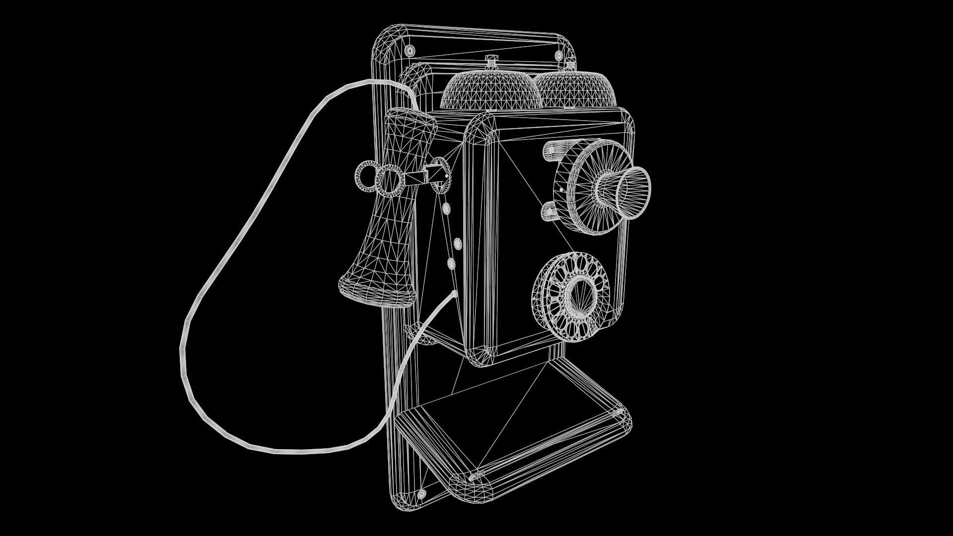 1930s Telephone Low-poly 3D model_14