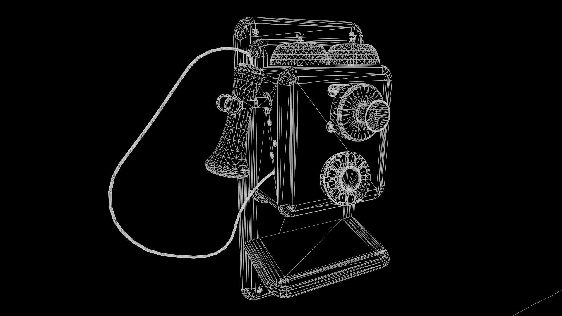 1930s Telephone Low-poly 3D model_16
