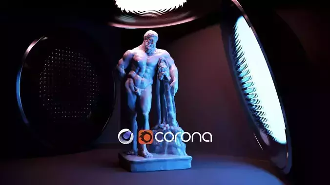 Studio set - Farnese Hercules - Cinema4d - Corona 3d Model Free 3D model