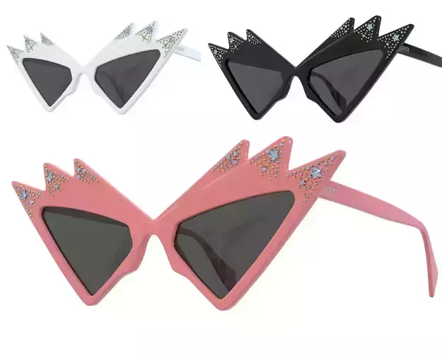 Gucci Cat-Eye frame Sunglasses with Crystals Low-poly 3D model