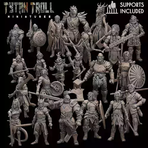 DND Heroes - Fighter Bundle - Pre-Supported 3D print model