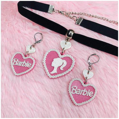 Barbie Earrings Necklace Set