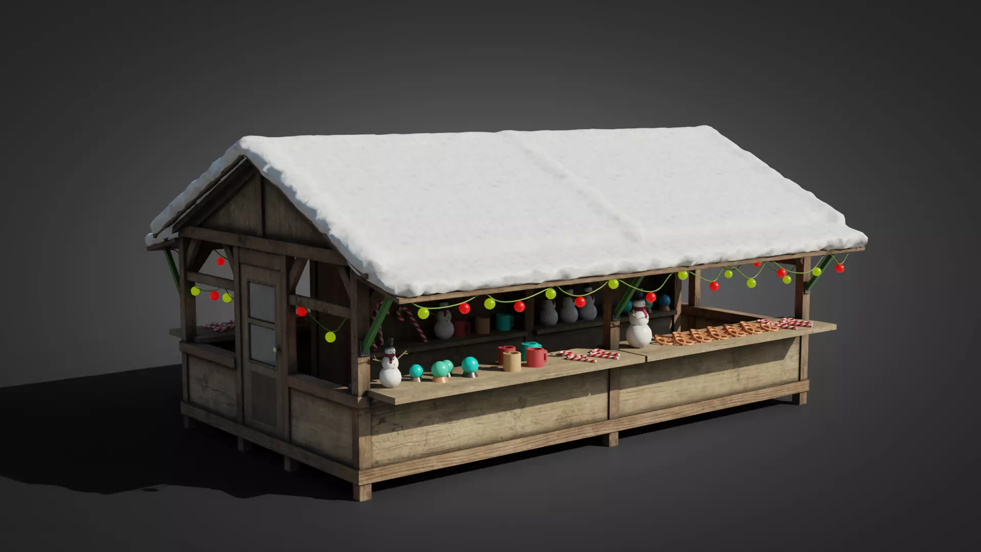 German Christmas market 3D model_0