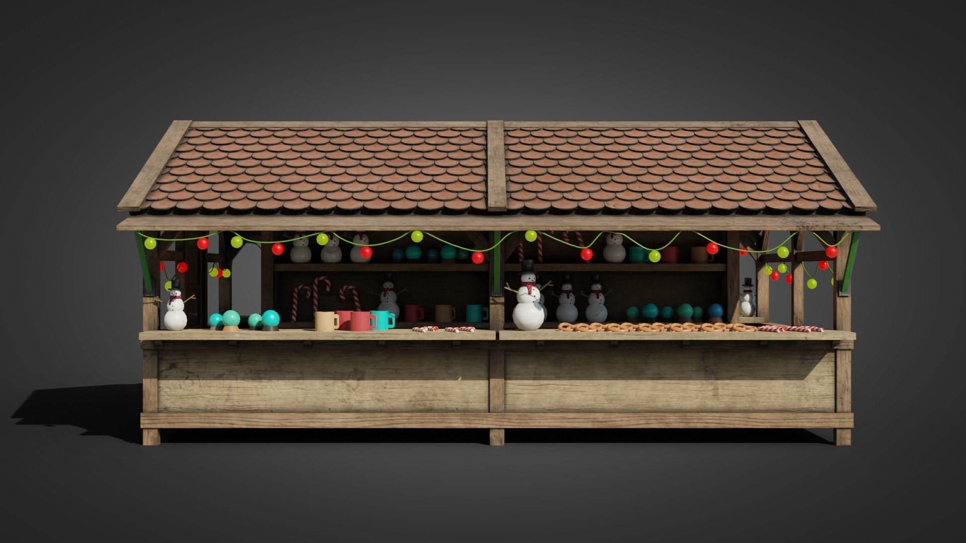 German Christmas market 3D model_2