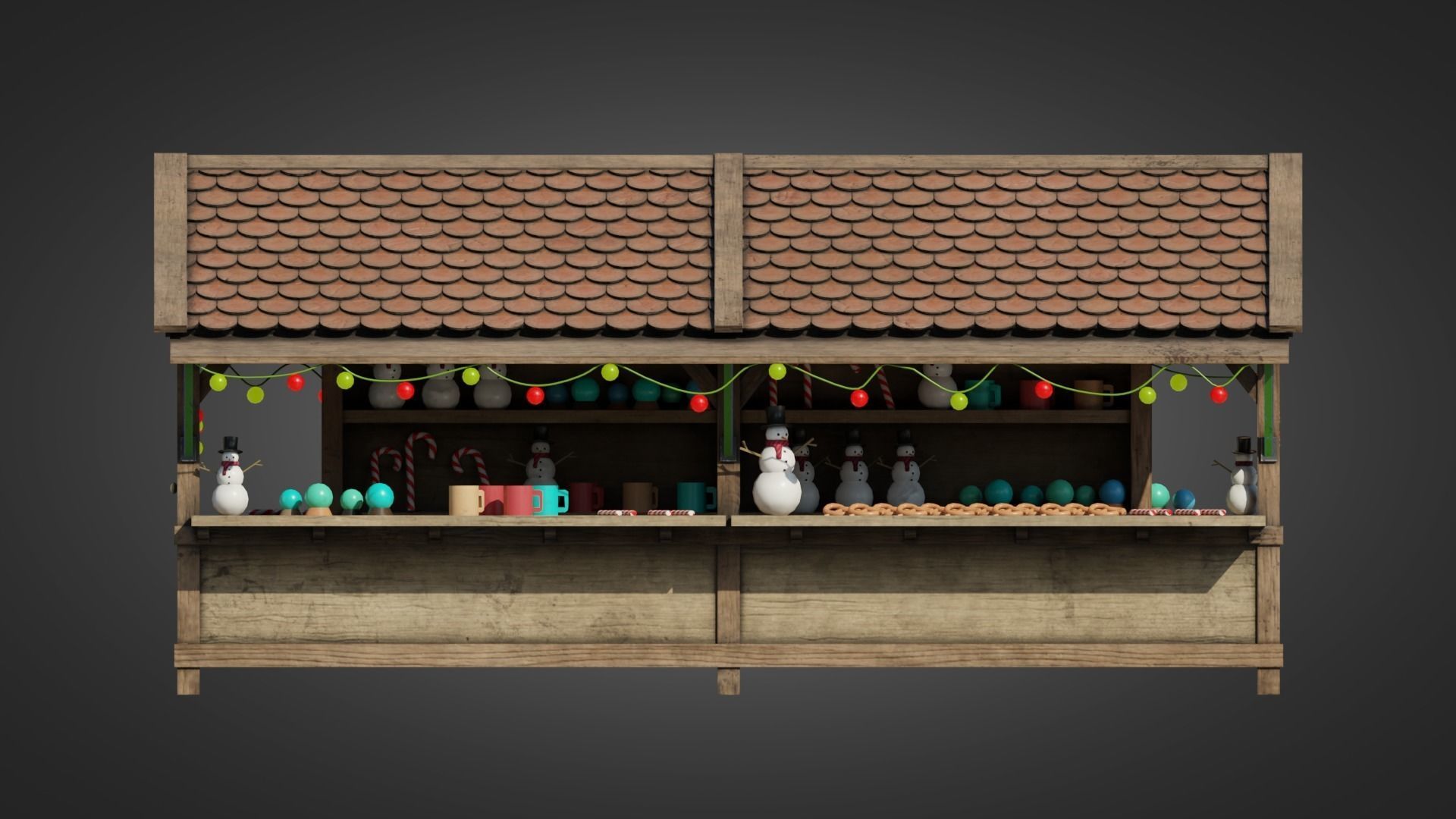 German Christmas market 3D model_5