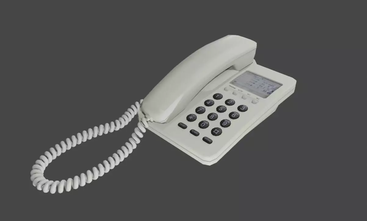 White Telephone - Desk Phone - Telefone Low-poly 3D model
