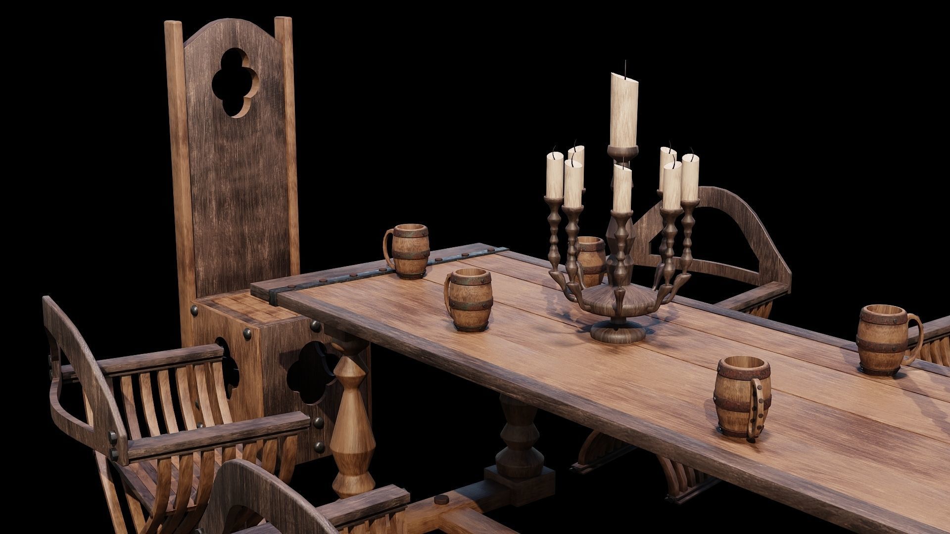 PBR WOOD FURNITURES - Asset - 02  - 4K Textures Game Ready Low-poly 3D model_4