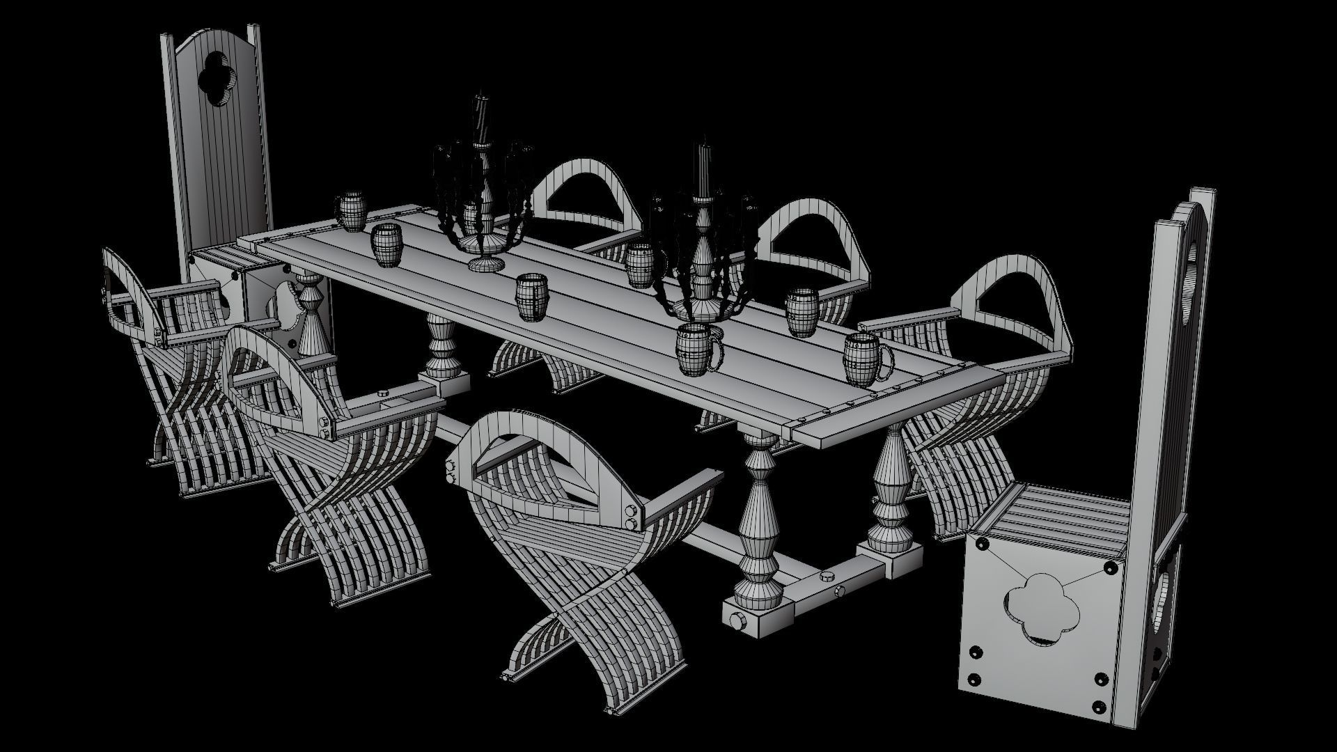 PBR WOOD FURNITURES - Asset - 02  - 4K Textures Game Ready Low-poly 3D model_16