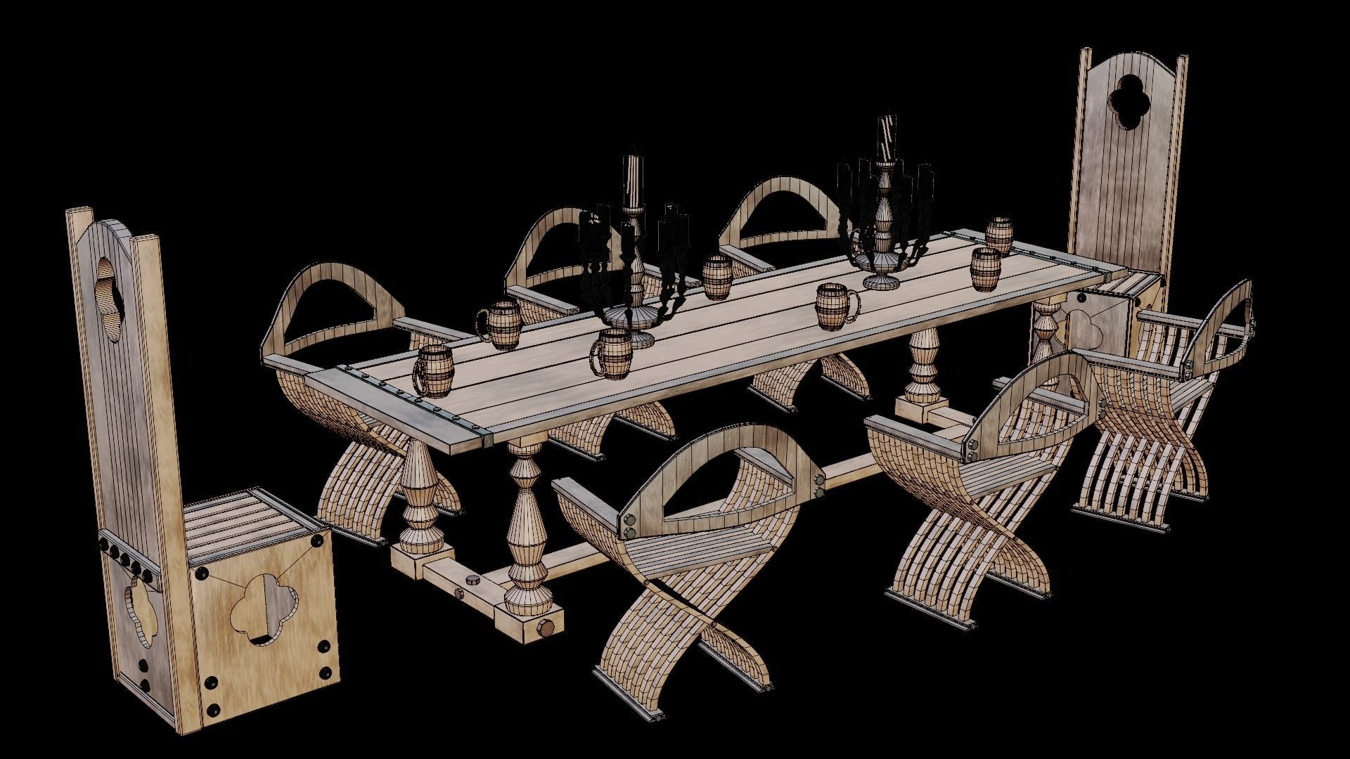 PBR WOOD FURNITURES - Asset - 02  - 4K Textures Game Ready Low-poly 3D model_18