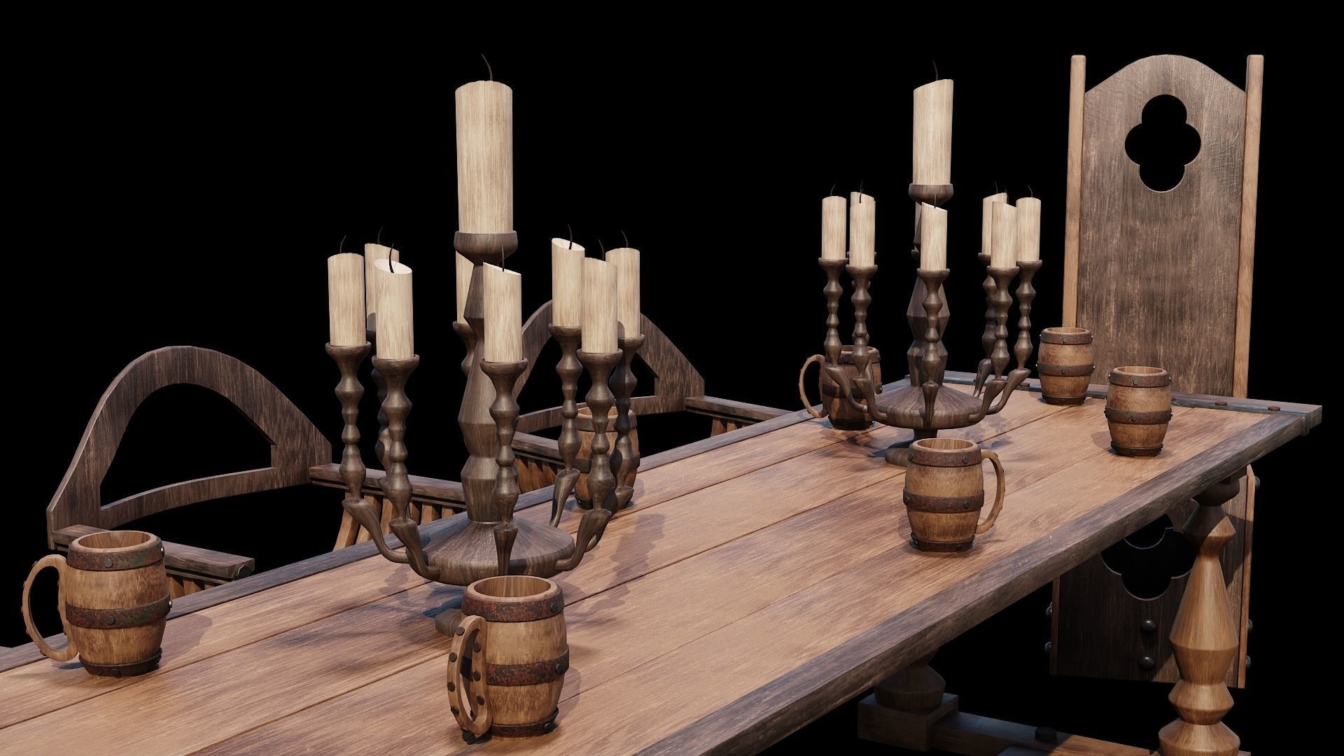 PBR WOOD FURNITURES - Asset - 02  - 4K Textures Game Ready Low-poly 3D model_5