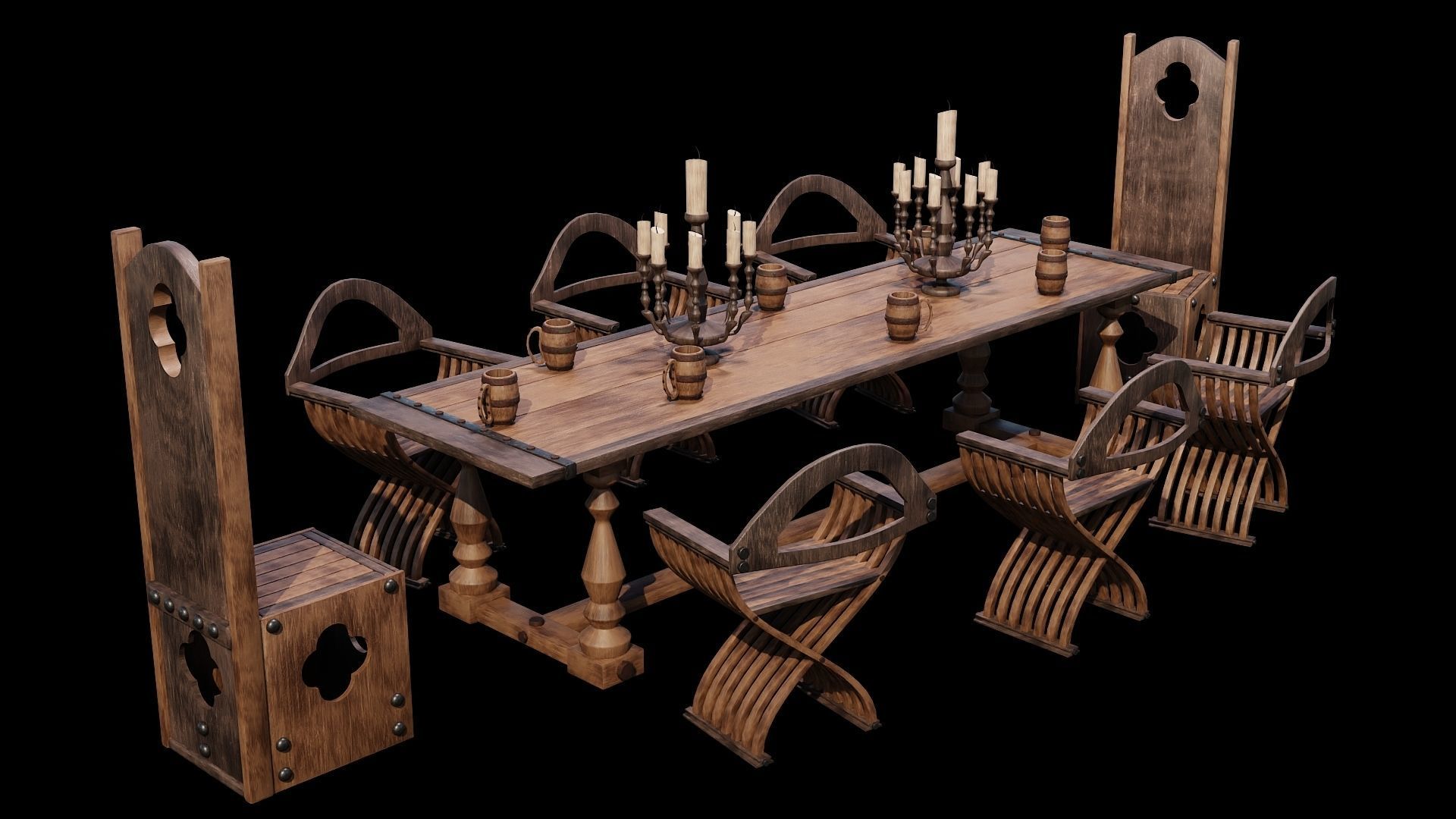 PBR WOOD FURNITURES - Asset - 02  - 4K Textures Game Ready Low-poly 3D model_2