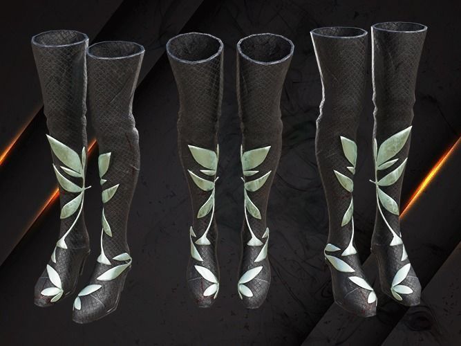 Leaf Warrior leg armor female lowpoly game asset Low-poly 3D model_5