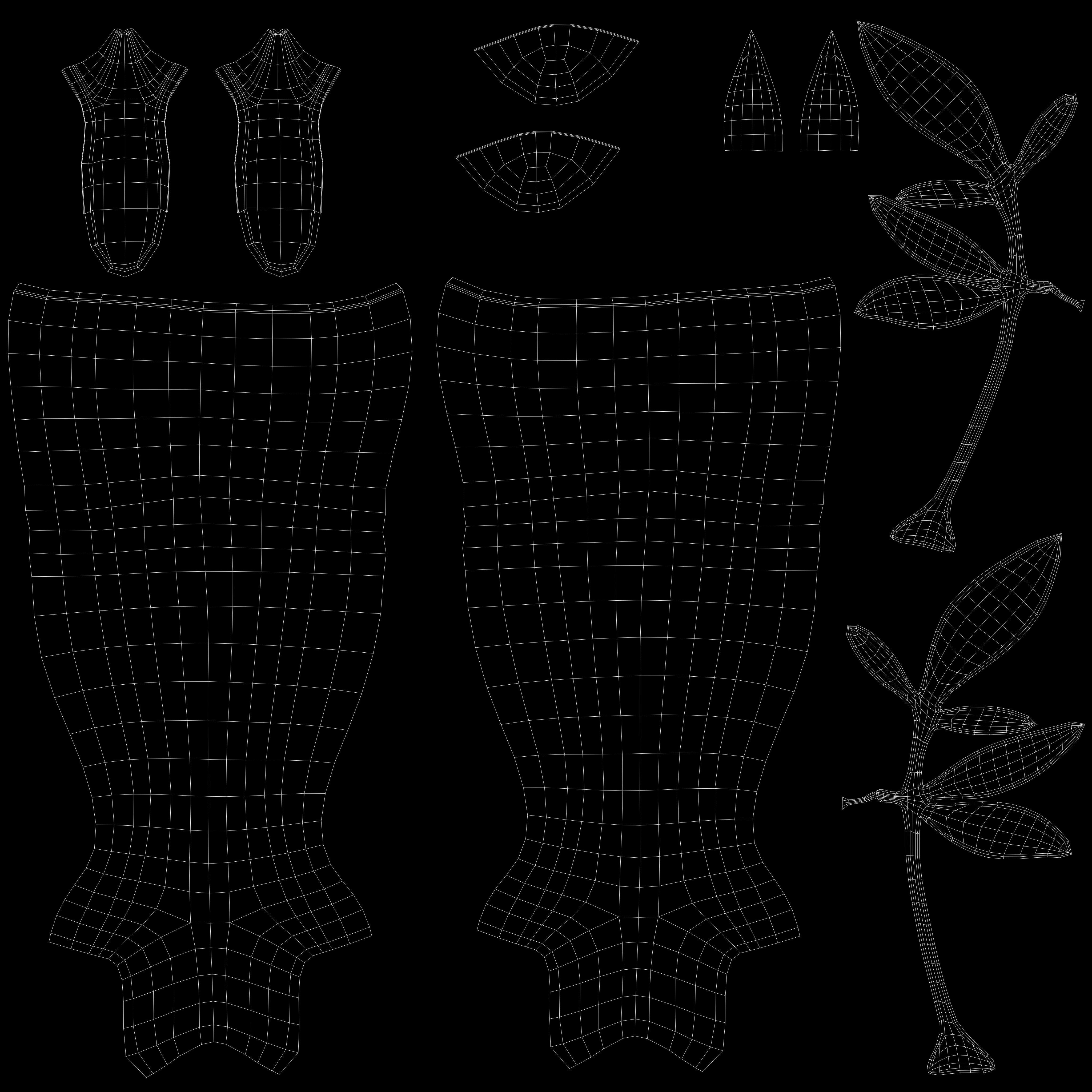 Leaf Warrior leg armor female lowpoly game asset Low-poly 3D model_7