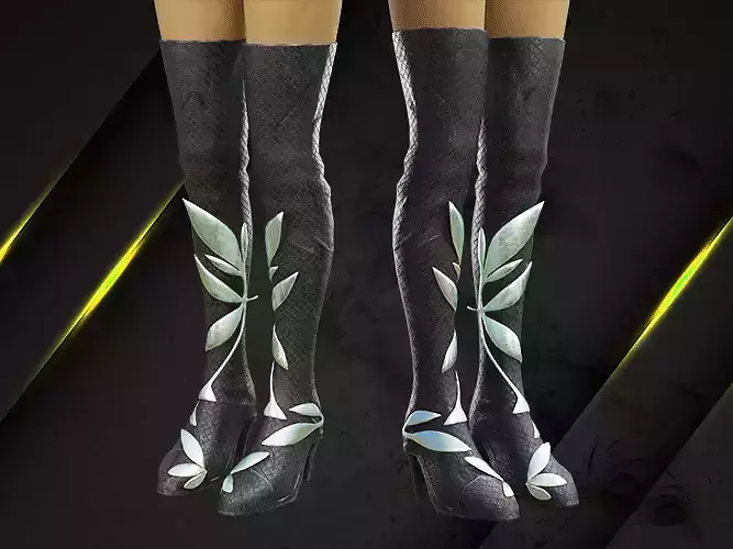 Leaf Warrior leg armor female lowpoly game asset Low-poly 3D model