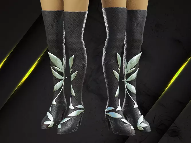 Leaf Warrior leg armor female lowpoly game asset Low-poly 3D model_0