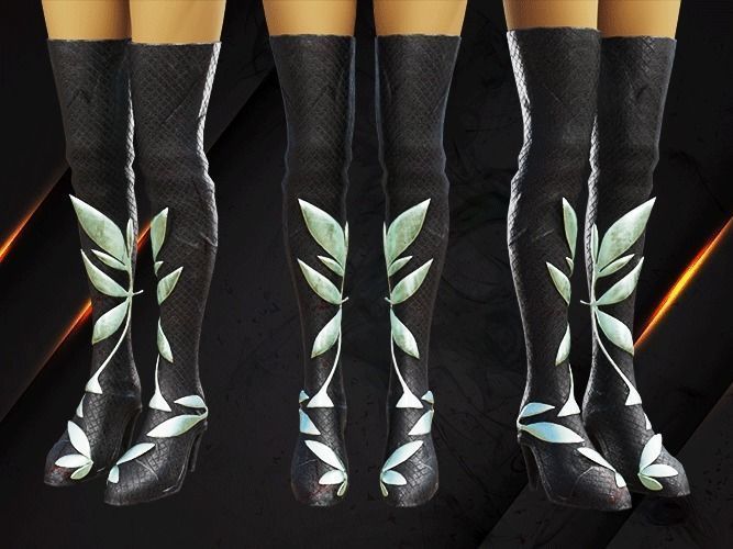 Leaf Warrior leg armor female lowpoly game asset Low-poly 3D model_1