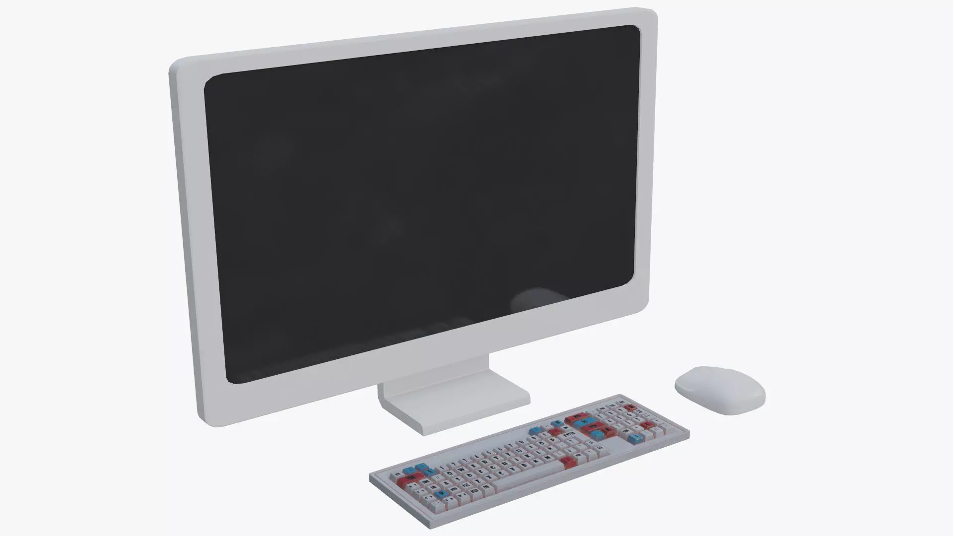 Cartoon White Computer Desktop Low-poly 3D model