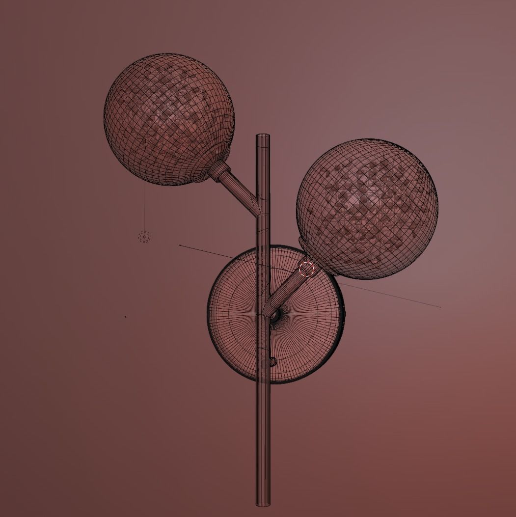 A black LED wall lamp with luminous LED dots 3D model_3