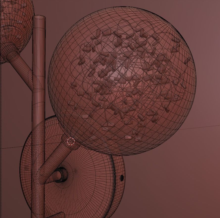 A black LED wall lamp with luminous LED dots 3D model_2