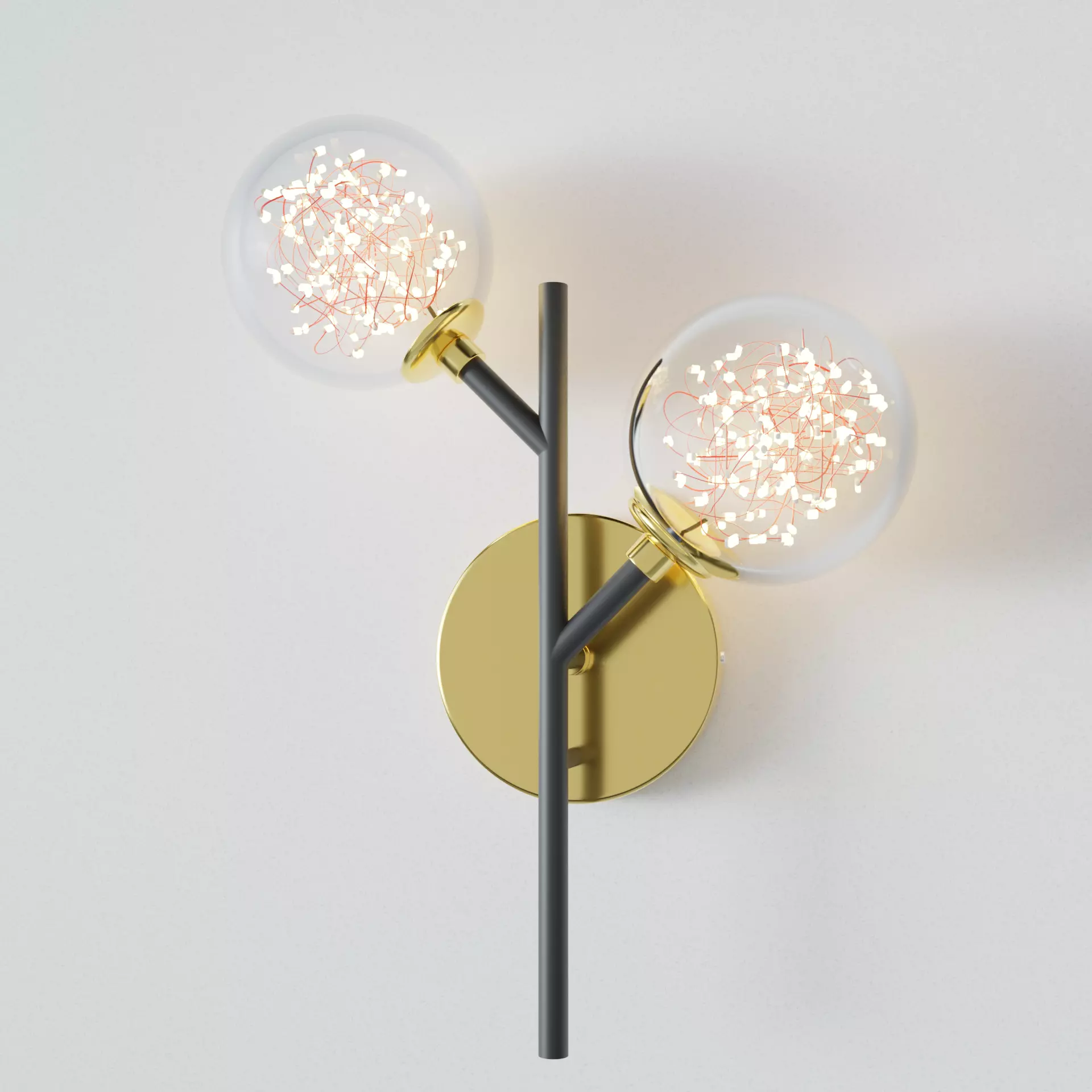 A black LED wall lamp with luminous LED dots 3D model_0