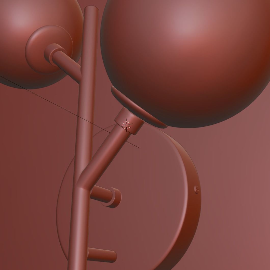 A black LED wall lamp with luminous LED dots 3D model_4