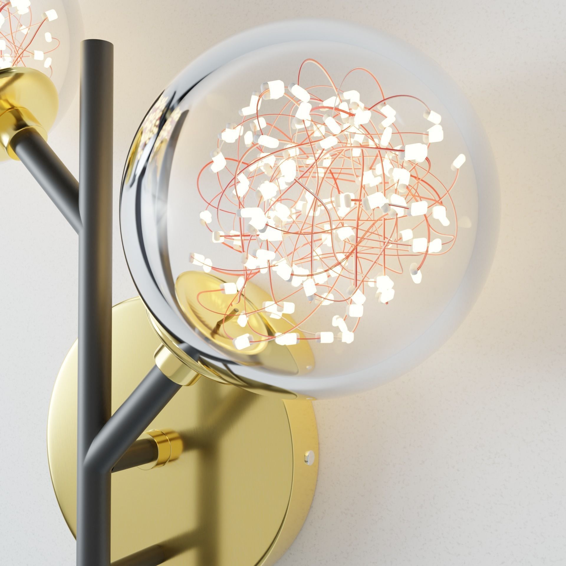 A black LED wall lamp with luminous LED dots 3D model_1