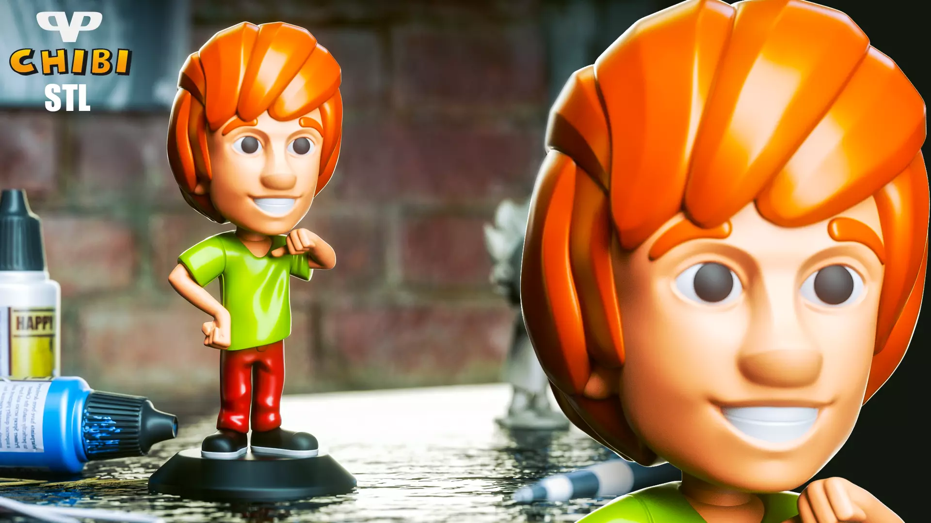 Shaggy Chibi STL for 3D Printing ChibiSTL 3DXM 3D print model_0