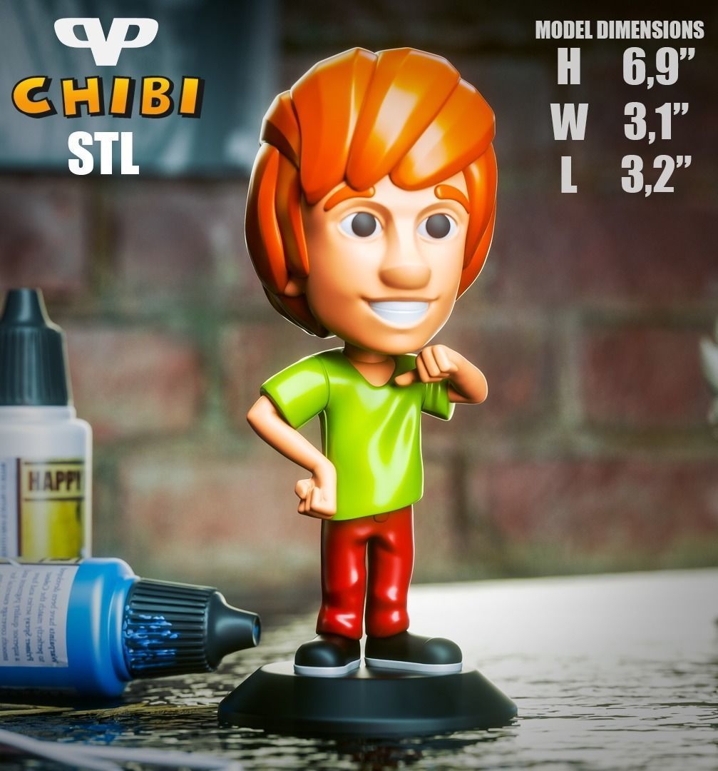 Shaggy Chibi STL for 3D Printing ChibiSTL 3DXM 3D print model_3