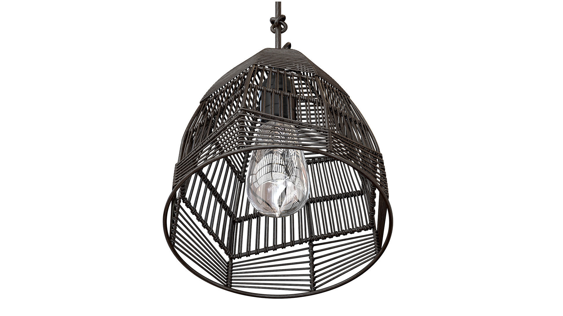 Bazar Bizar Wicker Bala Pendant Black S 3D model_4