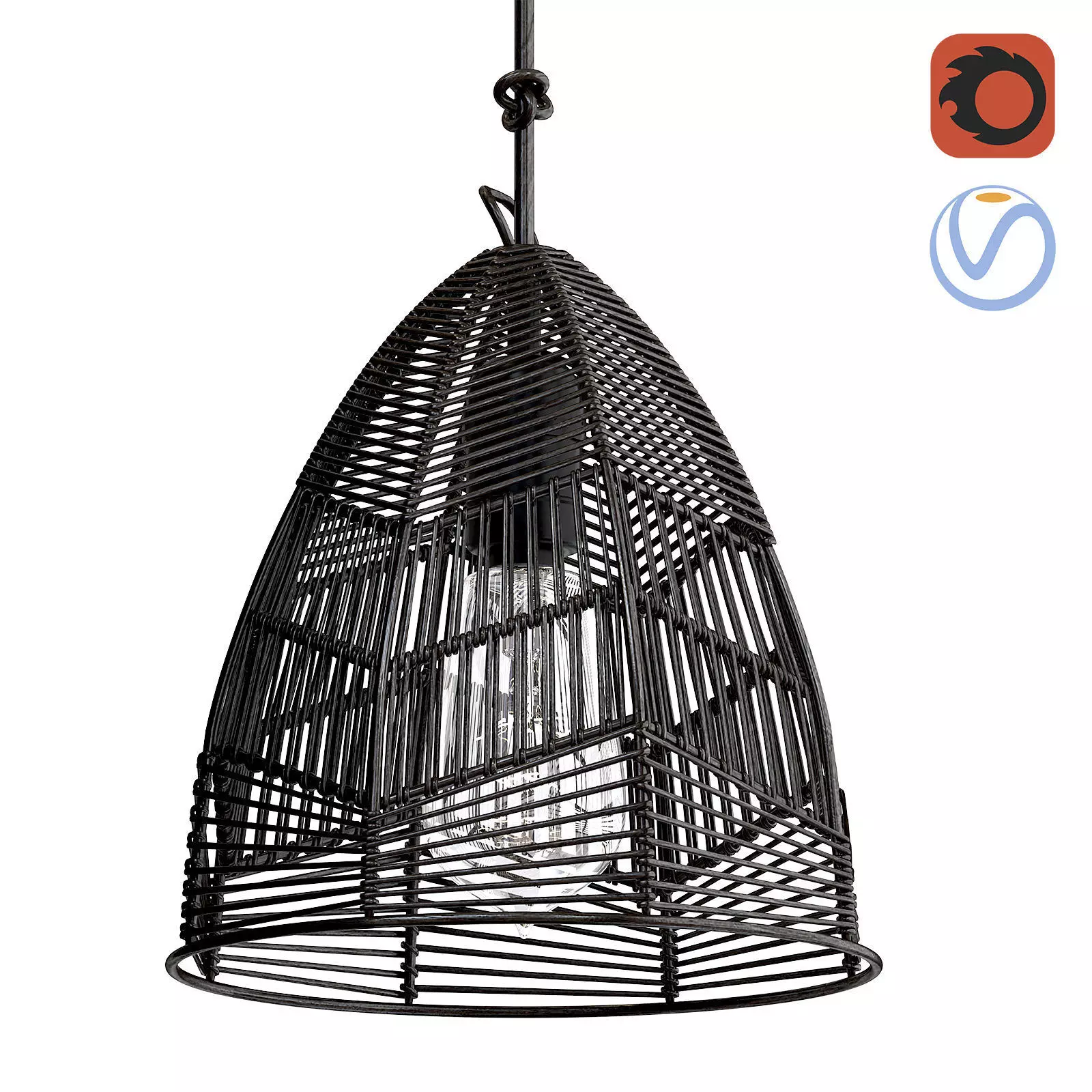 Bazar Bizar Wicker Bala Pendant Black S 3D model_0