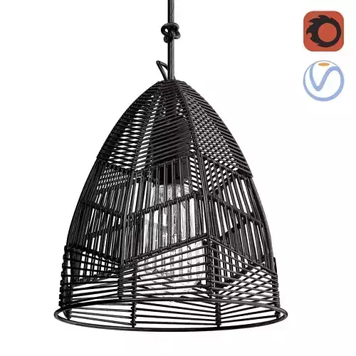Bazar Bizar Wicker Bala Pendant Black S 3D model