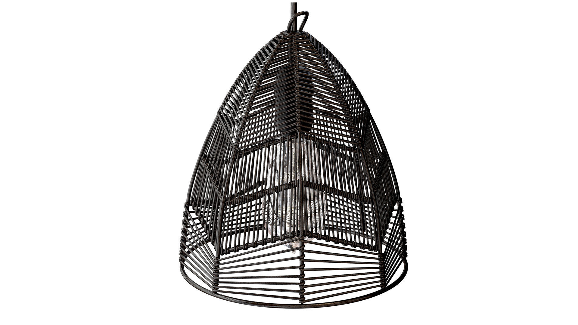 Bazar Bizar Wicker Bala Pendant Black S 3D model_7