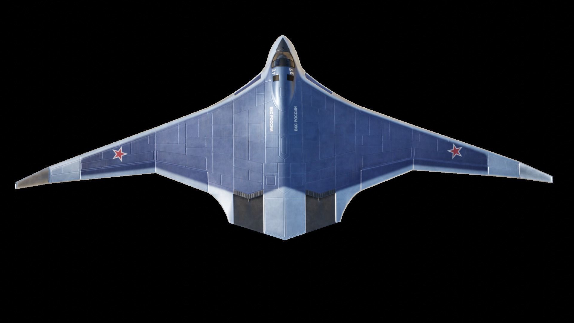 Tupolev PAK DA- Concept Russian Bomber Low-poly 3D model_9
